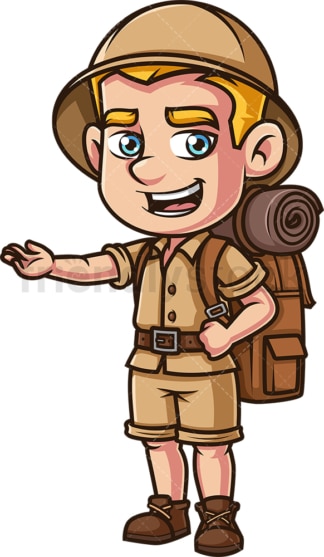 Male safari explorer presenting. PNG - JPG and vector EPS (infinitely scalable).