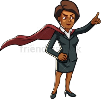 Superhero black businesswoman. PNG - JPG and vector EPS file formats (infinitely scalable). Image isolated on transparent background.