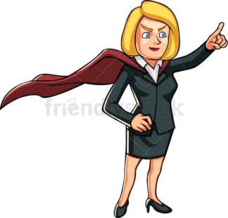 Superheroine businesswoman with red cape. PNG - JPG and vector EPS file formats (infinitely scalable). Image isolated on transparent background.