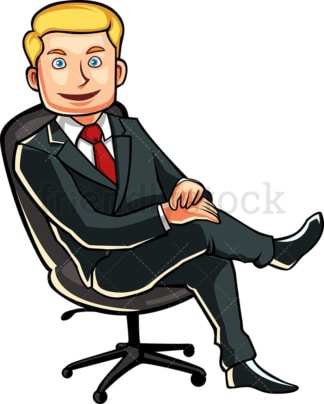 Business man in office chair. PNG - JPG and vector EPS file formats (infinitely scalable). Image isolated on transparent background.