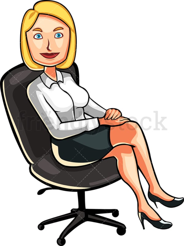 Business woman in office chair. PNG - JPG and vector EPS file formats (infinitely scalable). Image isolated on transparent background.