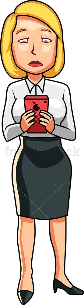 Formally dressed woman using smartphone. PNG - JPG and vector EPS file formats (infinitely scalable). Image isolated on transparent background.