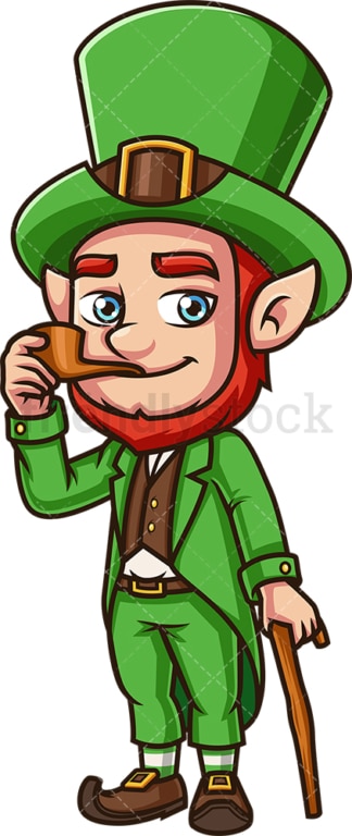 Leprechaun with smoking pipe. PNG - JPG and vector EPS (infinitely scalable). Image isolated on transparent background.