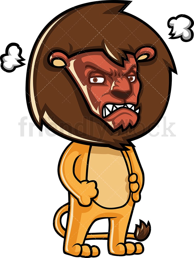 Mean Lion With Red Angry Face Cartoon Clipart Vector - FriendlyStock