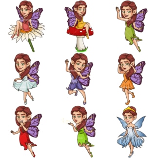 Beautiful fairies. PNG - JPG and infinitely scalable vector EPS - on white or transparent background.