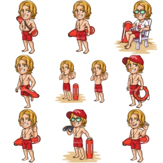 Male lifeguards. PNG - JPG and vector EPS file formats (infinitely scalable). Image isolated on transparent background.