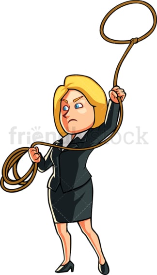 Business woman throwing the lasso. PNG - JPG and vector EPS file formats (infinitely scalable). Image isolated on transparent background.