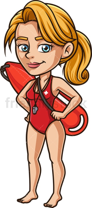 Confident female lifeguard. PNG - JPG and vector EPS (infinitely scalable). Image isolated on transparent background.