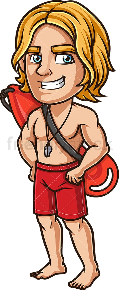 Male lifeguard standing. PNG - JPG and vector EPS (infinitely scalable). Image isolated on transparent background.