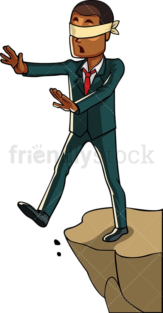 Blindfolded black businessman. PNG - JPG and vector EPS file formats (infinitely scalable). Image isolated on transparent background.
