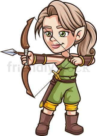 Female elf archer warrior. PNG - JPG and vector EPS (infinitely scalable).