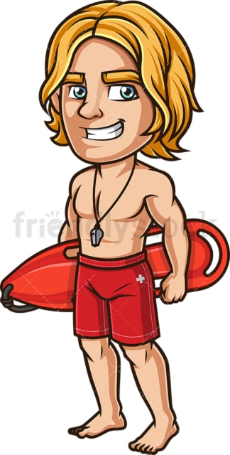 Professional lifeguard with rescue can. PNG - JPG and vector EPS (infinitely scalable). Image isolated on transparent background.