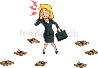 Mousetrapped business woman. PNG - JPG and vector EPS file formats (infinitely scalable). Image isolated on transparent background.