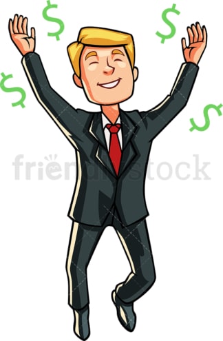 Business man adoring money. PNG - JPG and vector EPS file formats (infinitely scalable). Image isolated on transparent background.