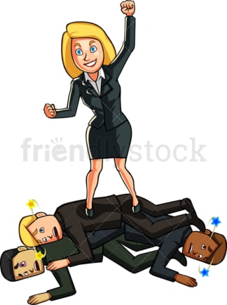 Businesswoman beating her competition. PNG - JPG and vector EPS file formats (infinitely scalable). Image isolated on transparent background.