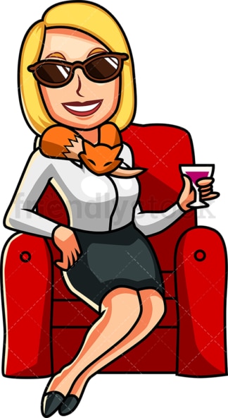 Rich woman relaxing and drinking wine. PNG - JPG and vector EPS file formats (infinitely scalable). Image isolated on transparent background.