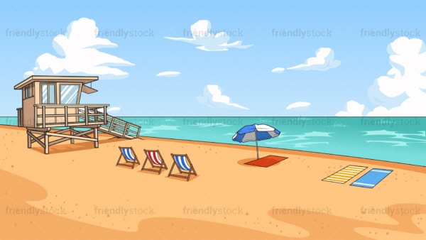 Summer beach background in 16:9 aspect ratio. PNG - JPG and vector EPS file formats (infinitely scalable).