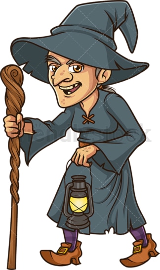 Witch walking holding lantern. PNG - JPG and vector EPS (infinitely scalable).