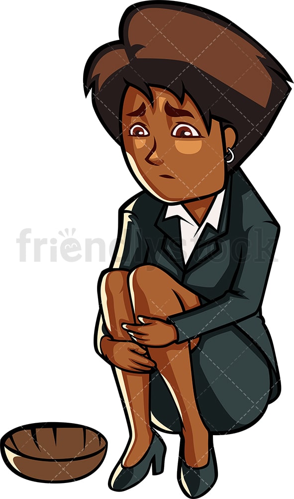 Failed black business woman. PNG - JPG and vector EPS file formats (infinitely scalable). Image isolated on transparent background.