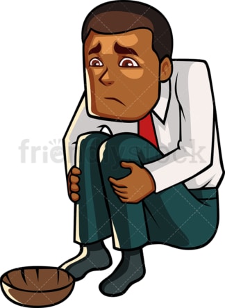 Failed black businessman. PNG - JPG and vector EPS file formats (infinitely scalable). Image isolated on transparent background.