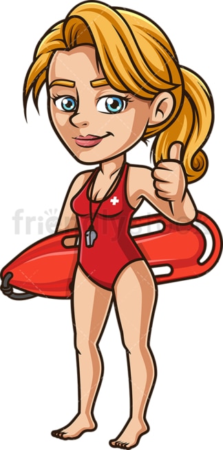 Female lifeguard thumbs up. PNG - JPG and vector EPS (infinitely scalable). Image isolated on transparent background.