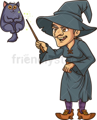 Witch casting spell on animal. PNG - JPG and vector EPS (infinitely scalable).