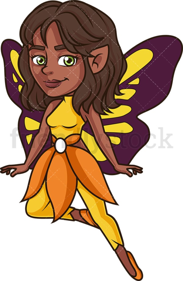 African-American Fairy Cartoon Clipart Vector - FriendlyStock