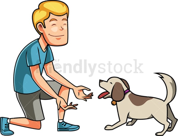 Man playing with his dog. PNG - JPG and vector EPS file formats (infinitely scalable). Image isolated on transparent background.