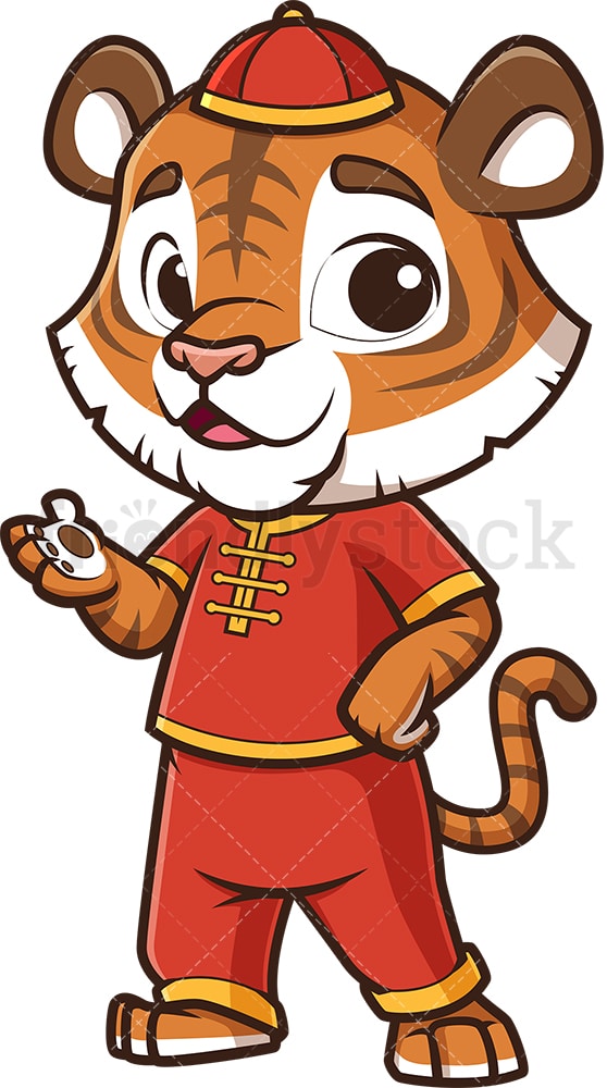 Chinese Happy New Year Tiger Cartoon Clipart Vector - FriendlyStock