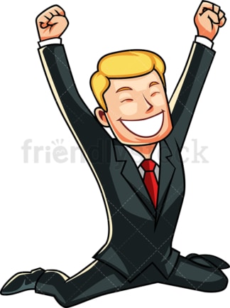 Businessman feeling victorious. PNG - JPG and vector EPS file formats (infinitely scalable). Image isolated on transparent background.