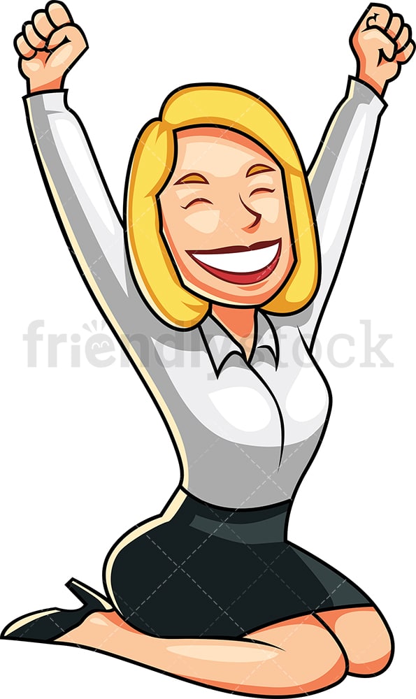 Businesswoman feeling victorious. PNG - JPG and vector EPS file formats (infinitely scalable). Image isolated on transparent background.