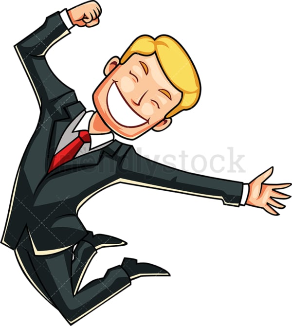 Business Man Feeling Euphoric Cartoon Vector Clipart - FriendlyStock