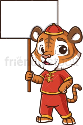 Chinese new year tiger with empty sign. PNG - JPG and vector EPS (infinitely scalable).