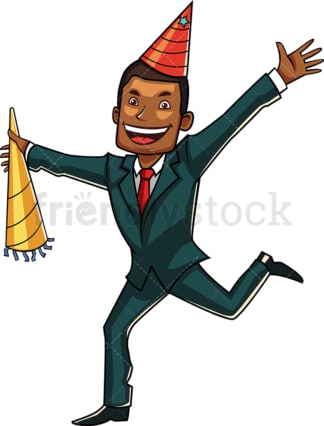 Celebrating black businessman. PNG - JPG and vector EPS file formats (infinitely scalable). Image isolated on transparent background.