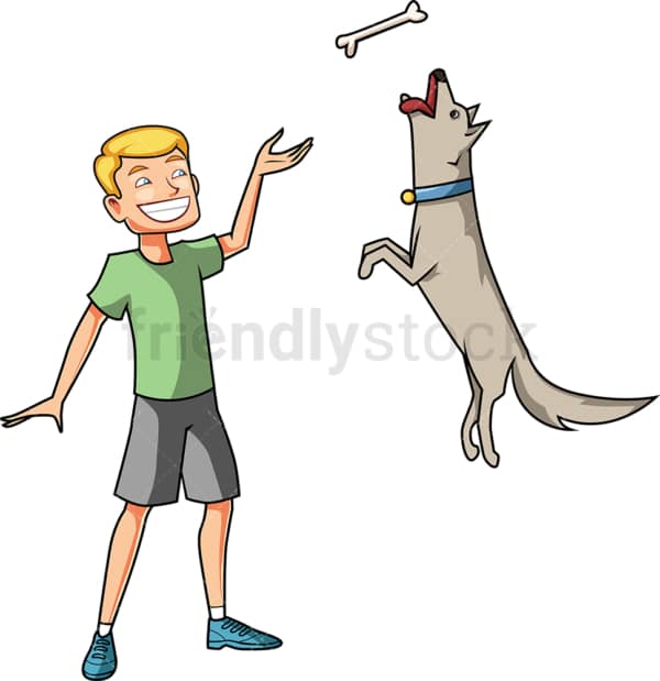 Man training his dog. PNG - JPG and vector EPS file formats (infinitely scalable). Image isolated on transparent background.