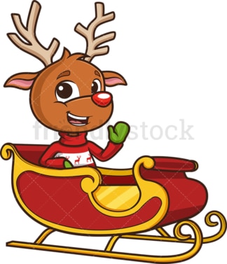 Reindeer in santa's sleigh. PNG - JPG and vector EPS (infinitely scalable).