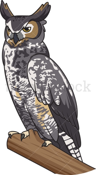 Great horned owl. PNG - JPG and vector EPS file formats (infinitely scalable). Image isolated on transparent background.