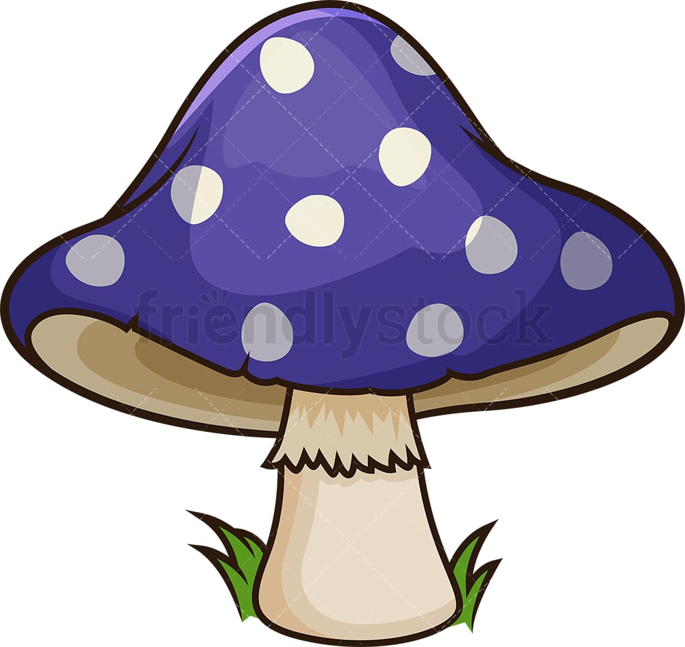 Blue Dotted Mushroom Cartoon Vector Clipart - FriendlyStock