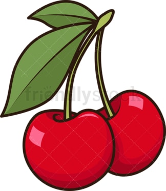 Pair of cherries. PNG - JPG and vector EPS file formats (infinitely scalable). Image isolated on transparent background.