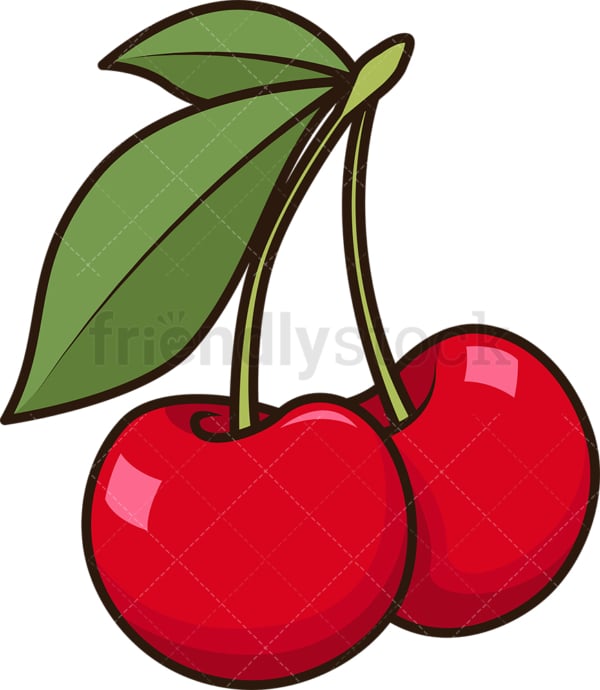 Pair Of Cherries Cartoon Vector Clipart FriendlyStock