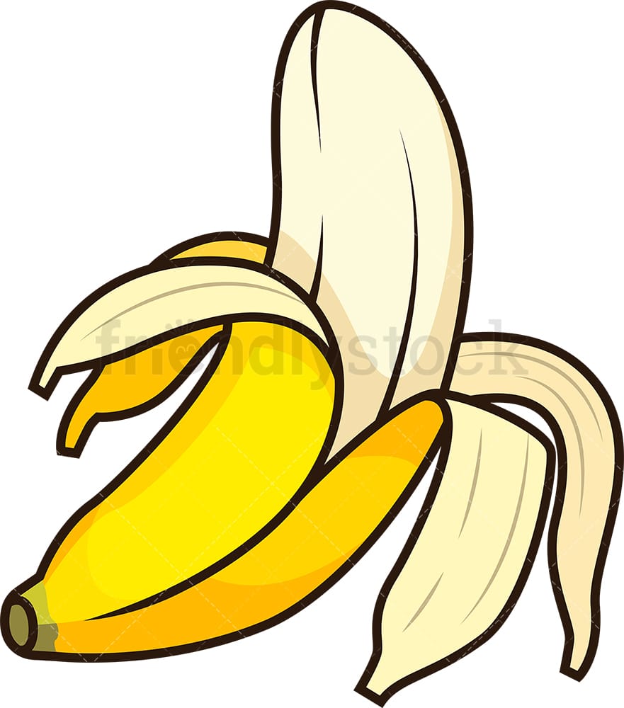 Peeled Banana Cartoon Vector Clipart - FriendlyStock