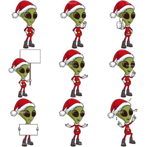 Christmas alien with santa hat. PNG - JPG and infinitely scalable vector EPS - on white or transparent background.