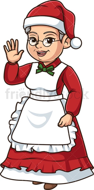 Mrs santa claus waving. PNG - JPG and vector EPS (infinitely scalable).