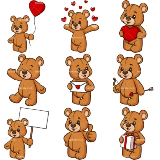 Valentines day teddy bear. PNG - JPG and infinitely scalable vector EPS - on white or transparent background.