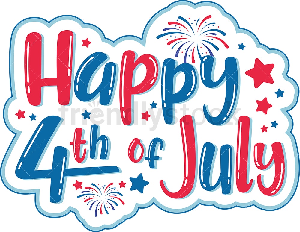 Happy Fourth Of July Badge Cartoon Vector Clipart Friendlystock