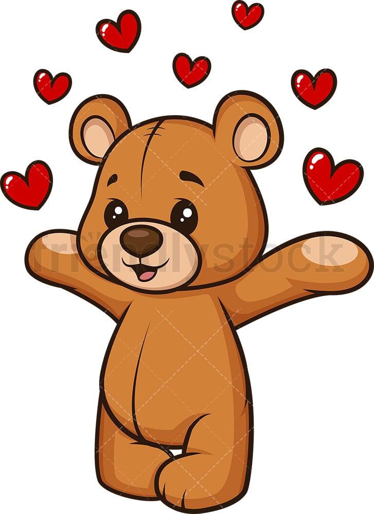 Teddy Bear Sending Love Cartoon Clipart Vector - FriendlyStock
