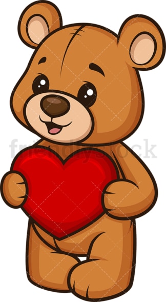 Teddy Bear Holding Heart Cartoon Clipart Vector - FriendlyStock