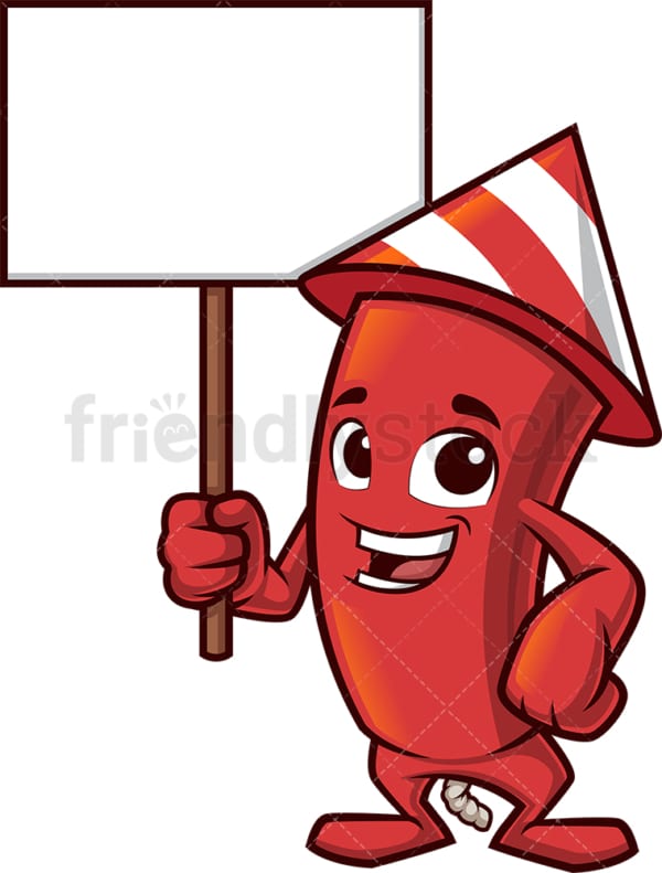Firework Holding Blank Sign Cartoon Clipart Vector - FriendlyStock
