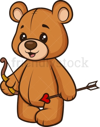 Teddy bear bow and arrow like cupid. PNG - JPG and vector EPS (infinitely scalable).