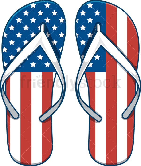 Patriotic flip flops. PNG - JPG and vector EPS file formats (infinitely scalable). Image isolated on transparent background.